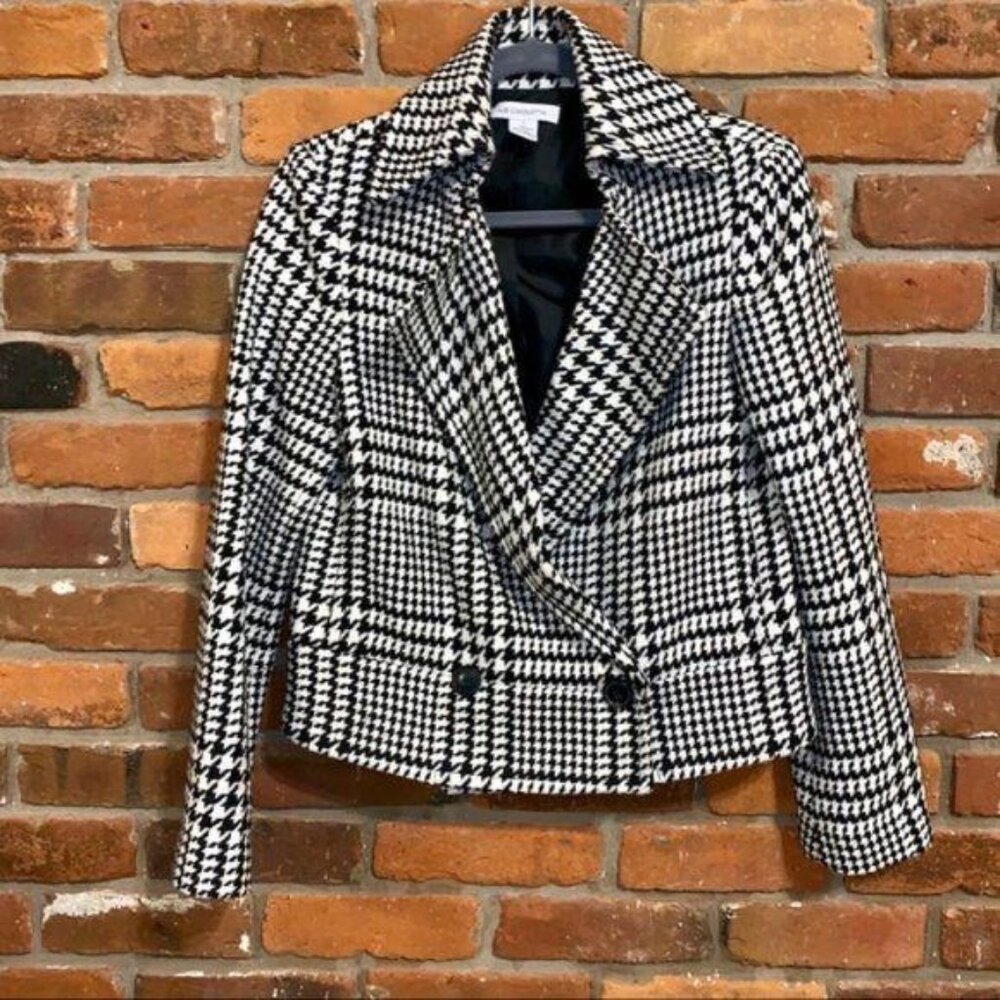 Liz Claiborne Houndstooth Wool Blend Jacket Size Small